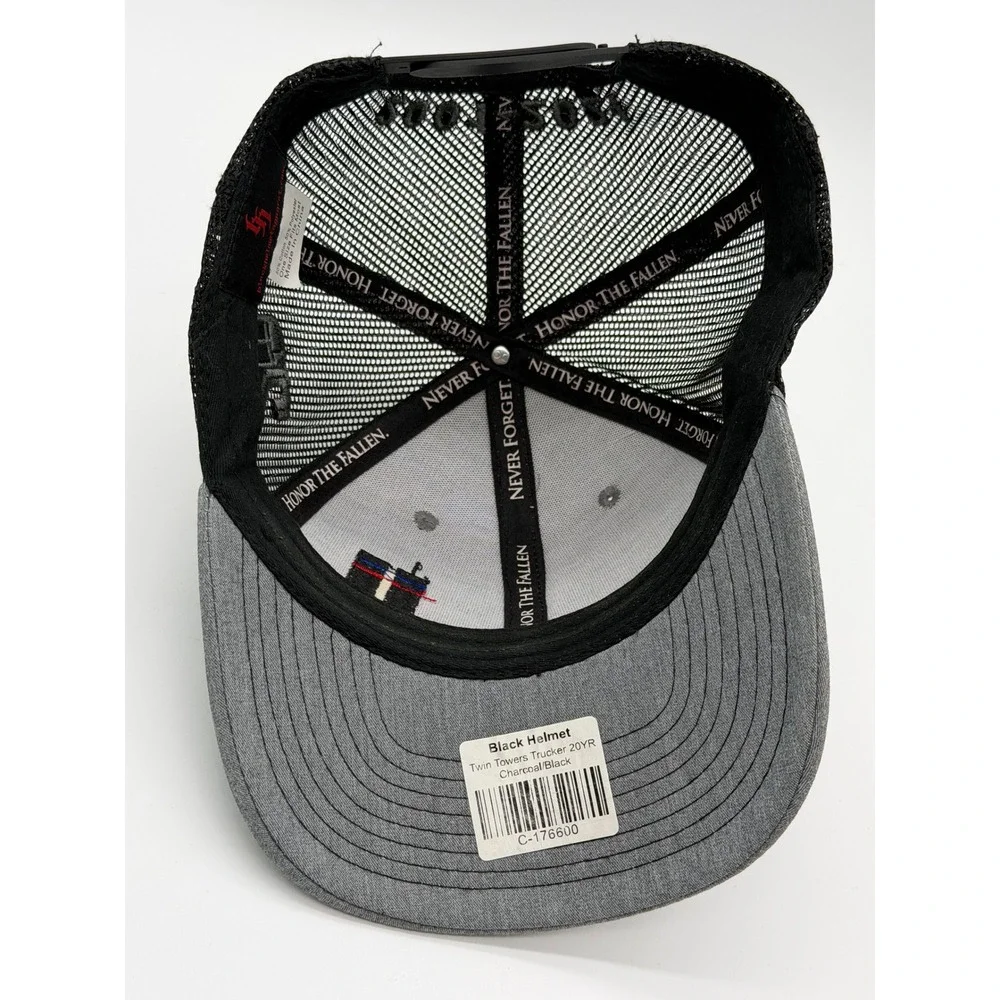 Twin Towers 20 Year Anniversary Patch Trucker Hat Cap Gray Black Snapback Mesh